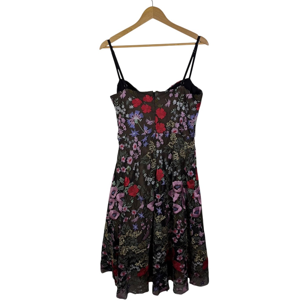 Dress the Population Black Floral Midi Dress with Red and Pink Embroidery - Picture 9 of 16
